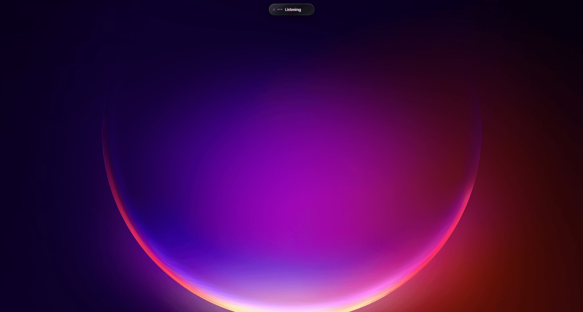 The Rift overlay collapsed to a Listening pill while it takes a spoken request